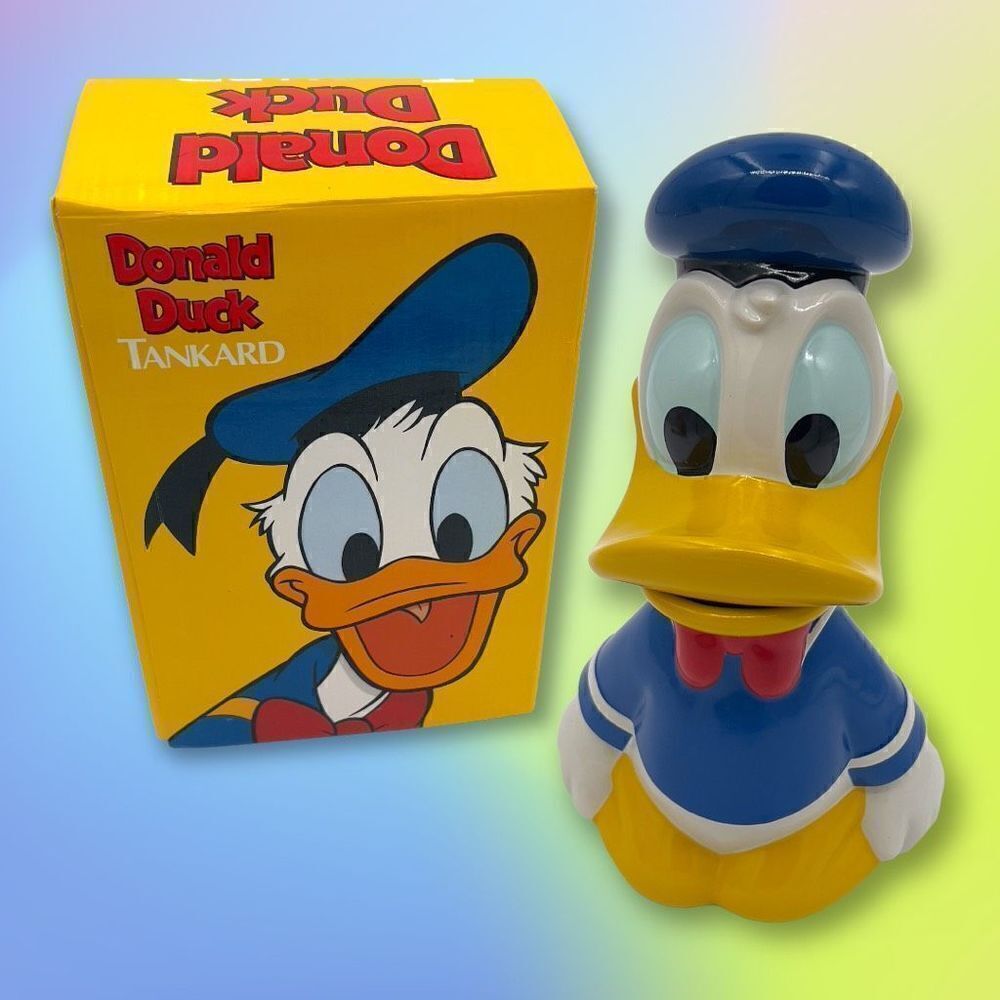 Disney Donald Duck Tankard Mug Beer Stein Ceramic 3D 1990 Vintage Collectible 9"
